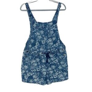 Unionbay Juniors Chambray Style Denim Shortalls Overalls Shorts Drawstring Sz M